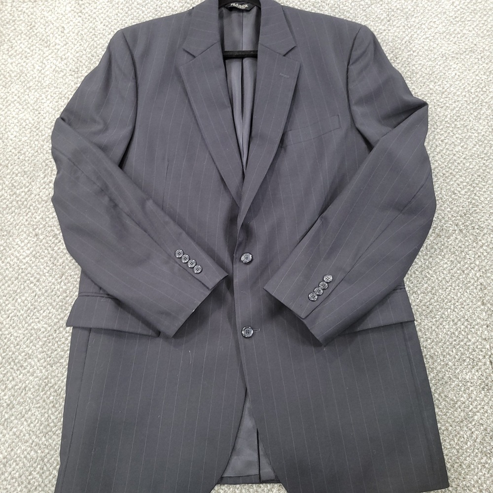 Jos A Bank Mens Black Pinstripe 100%‎ Wool Blazer Suit Jacket 44XL 4013N